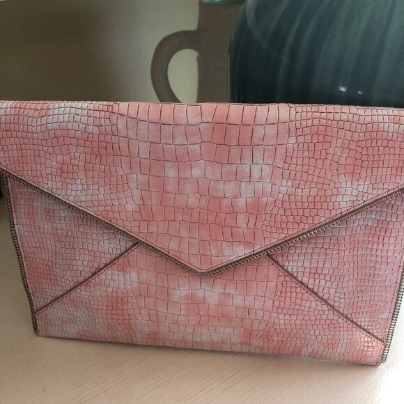 **SOLD**NWT Rebecca Minkoff Leo Leather Envelope Clutch with Snakeskin Embossed - Picture 10 of 10